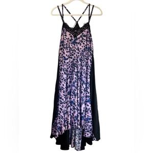 Koché Collective Leopard Print Lace Trim Hi Low Slip Dress Size 38 US 6